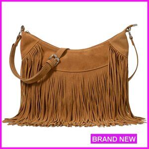 Fringe Hobo Bag Vegan Suede Tassel Crossbody Shoulder Purse Boho Western